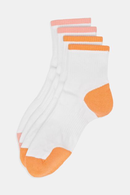 Lot de 2 chaussettes de sport aux touches colorées, WHITE/ORANGE, overview