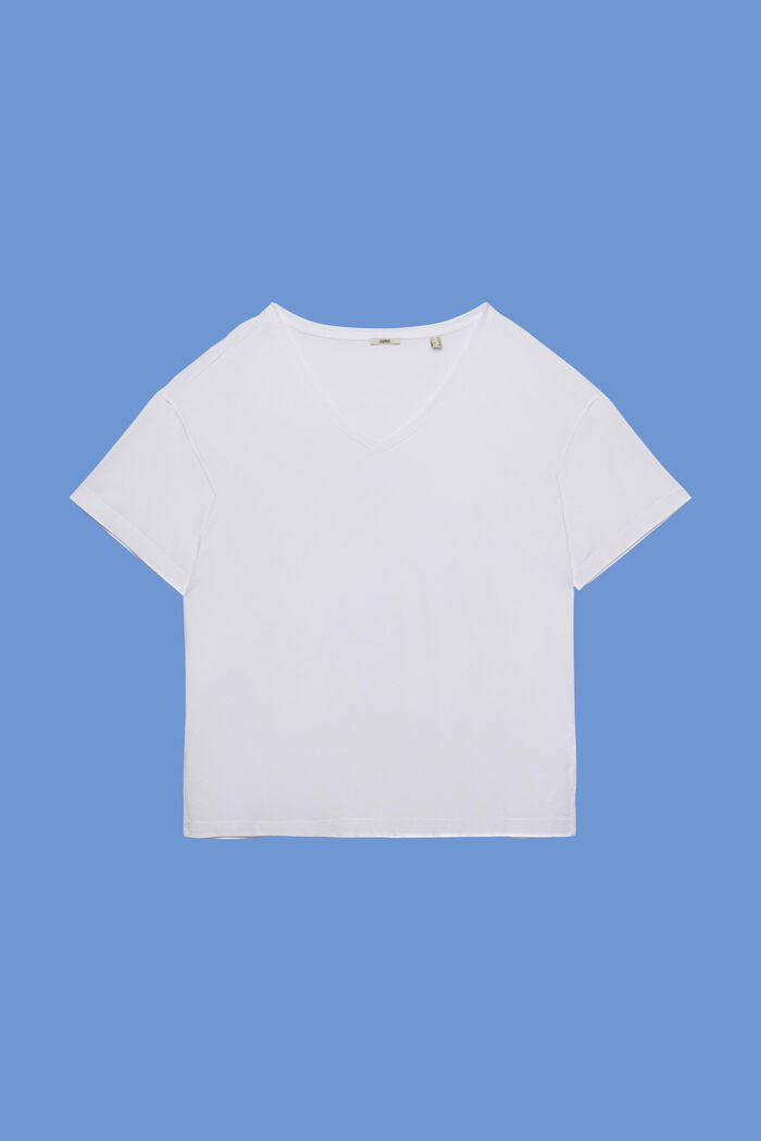 CURVY T-Shirt mit V-Ausschnitt, TENCEL™, WHITE, detail image number 6