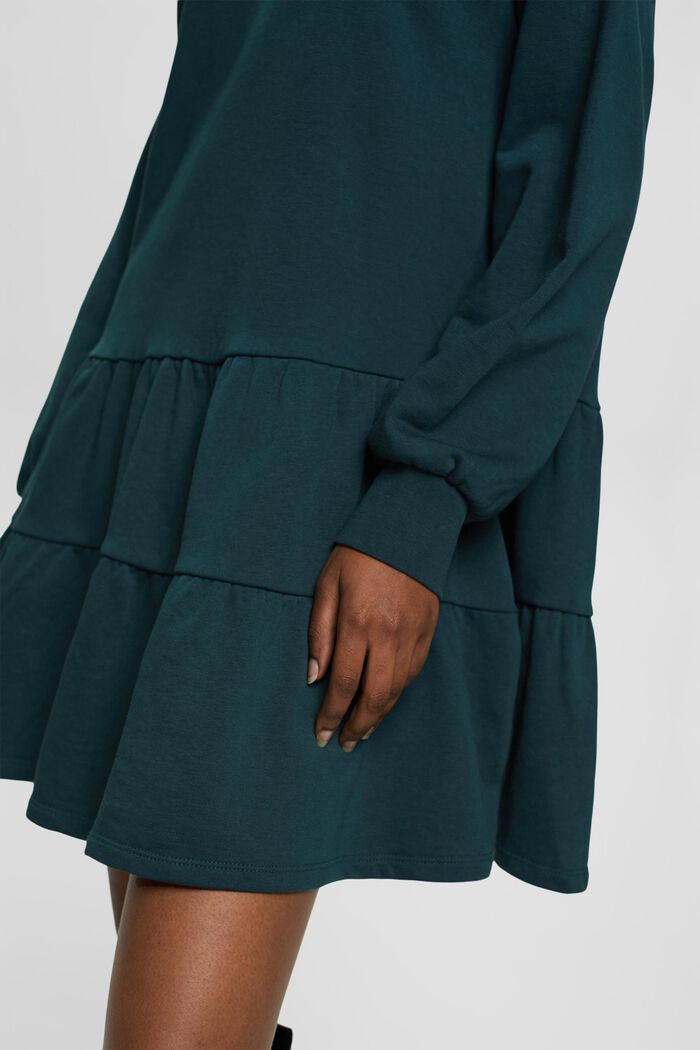 Mini-Sweatshirt-Kleid mit Rüschen, DARK TEAL GREEN, detail image number 4