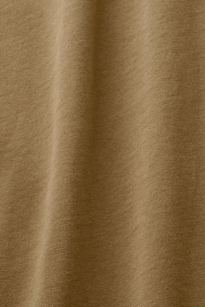T-shirt col tunisien, 100 % coton, KHAKI GREEN, detail image number 4
