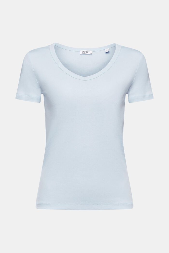 Baumwoll-T-Shirt mit V-Ausschnitt, LIGHT BLUE, detail image number 5