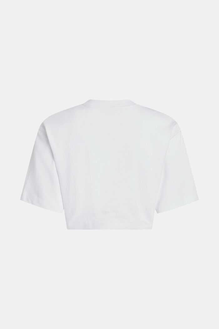 Denim Not Denim Cropped-T-Shirt mit Indigo-Print, WHITE, detail image number 5