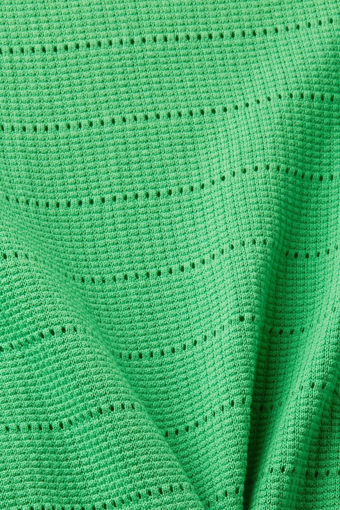 Pull-over en maille pointelle de coton, GREEN, detail image number 4