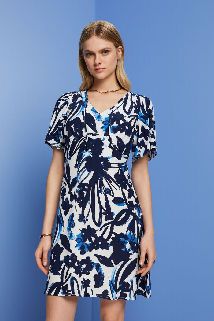 Mini-robe à motif, LENZING™ ECOVERO™, DARK BLUE, detail image number 0
