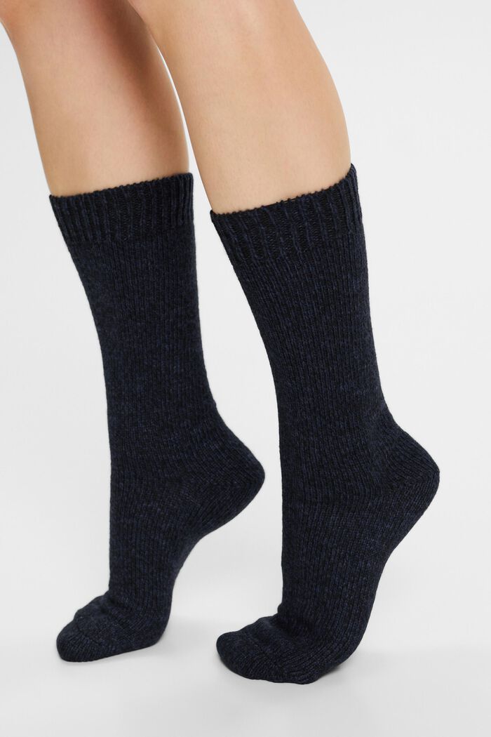 Boot-Socken in Grobstrick mit Wolle, NAVY, detail image number 1