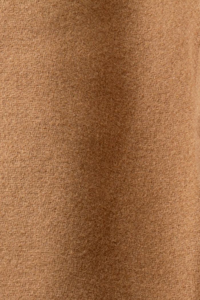 Manteau à capuche amovible en laine mélangée, CAMEL, detail image number 4