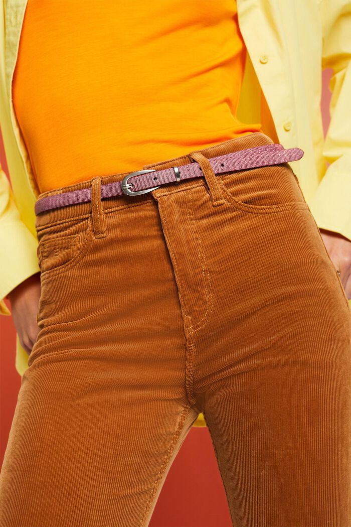 Pantalon Straight Fit taille haute en velours côtelé, CARAMEL, detail image number 1