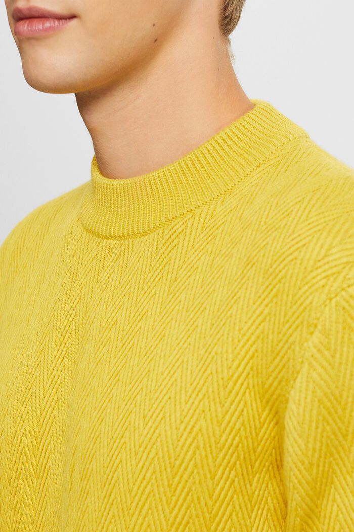 Sweater mit Fischgrat-Muster, DUSTY YELLOW, detail image number 3