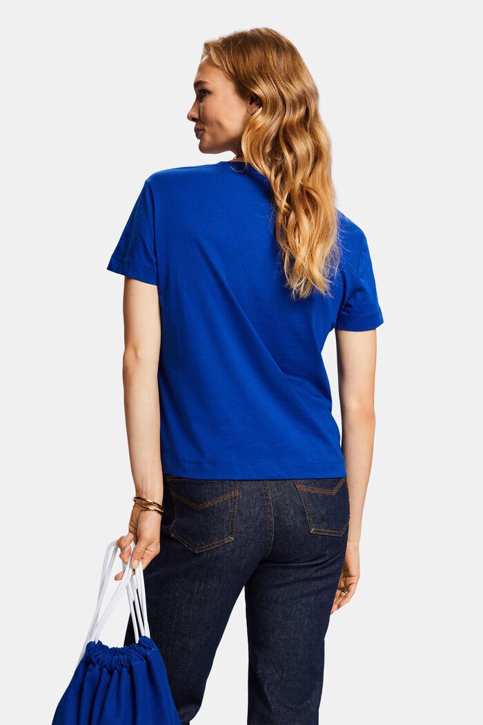 Baumwoll-T-Shirt mit Rundhalsausschnitt, BRIGHT BLUE, detail image number 3