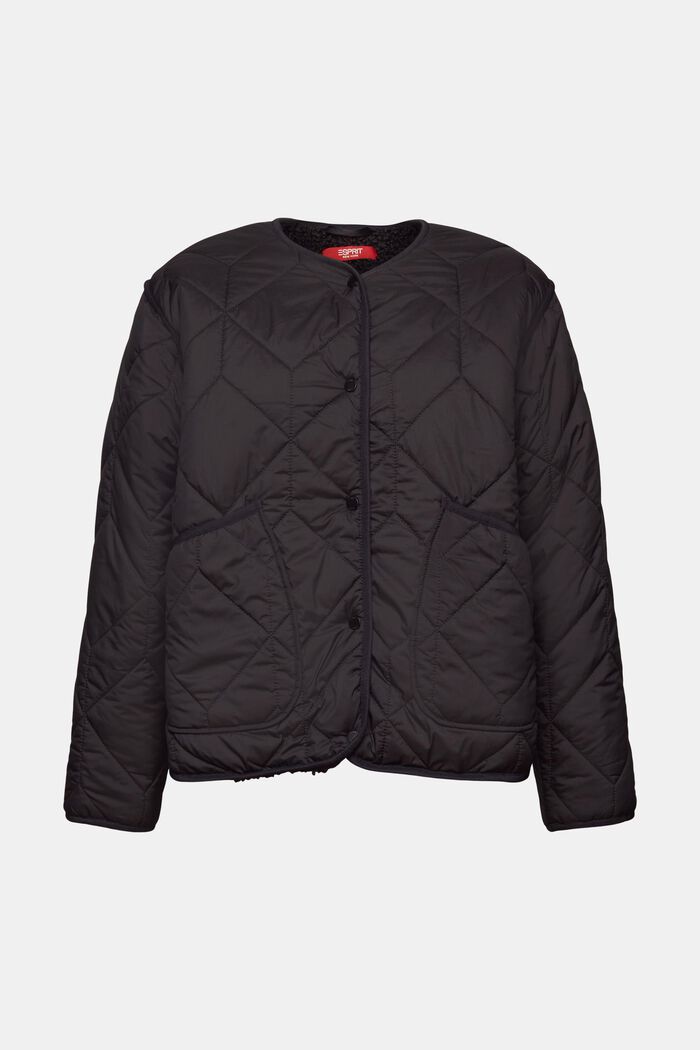En matière recyclée : la veste matelassée doublée de peluche, BLACK, detail image number 6