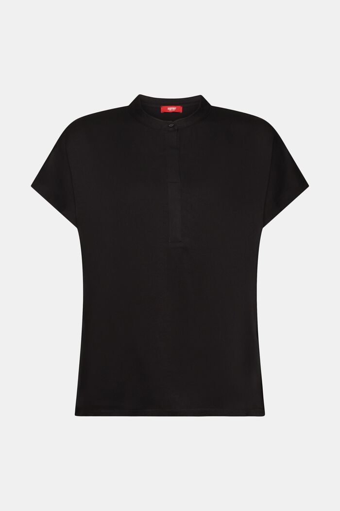 T-Shirt aus einem Materialmix, BLACK, detail image number 6
