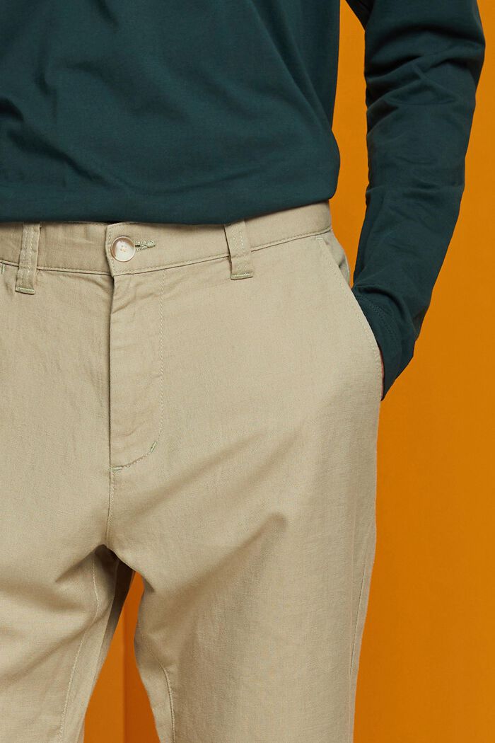 Pantalon en mélange de coton et de lin, LIGHT GREEN, detail image number 1