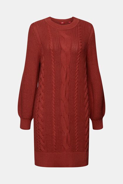 Zopfstrick-Pulloverkleid aus Wollmix