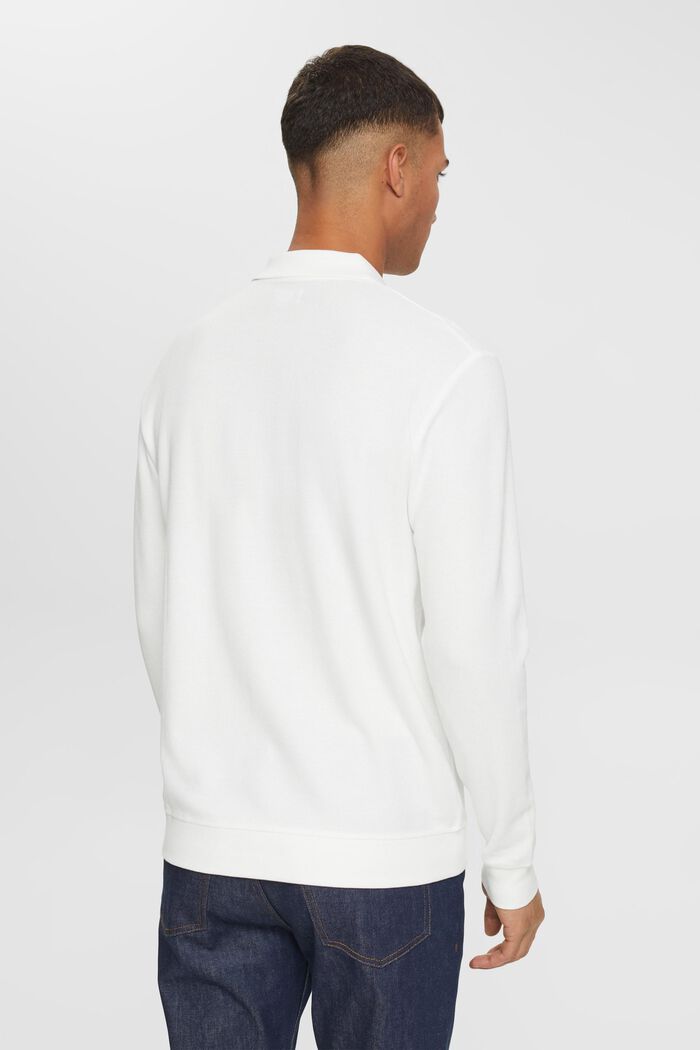 Polo-Longsleeve aus Piquégewebe, OFF WHITE, detail image number 4