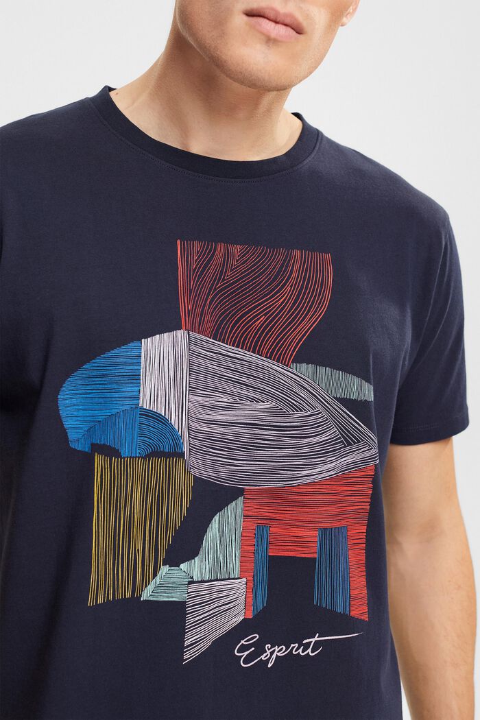 Jersey-T-Shirt mit Frontprint, NAVY, detail image number 0