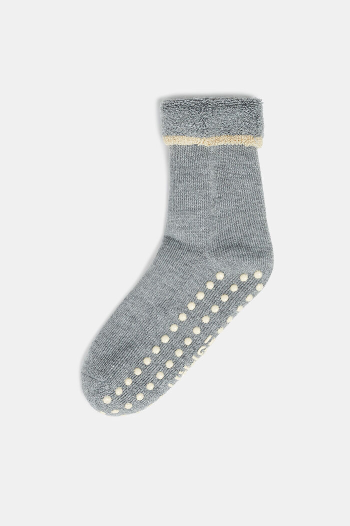 Douces chaussettes antidérapantes, laine mélangée, MEDIUM GREY MELANGE, detail image number 0