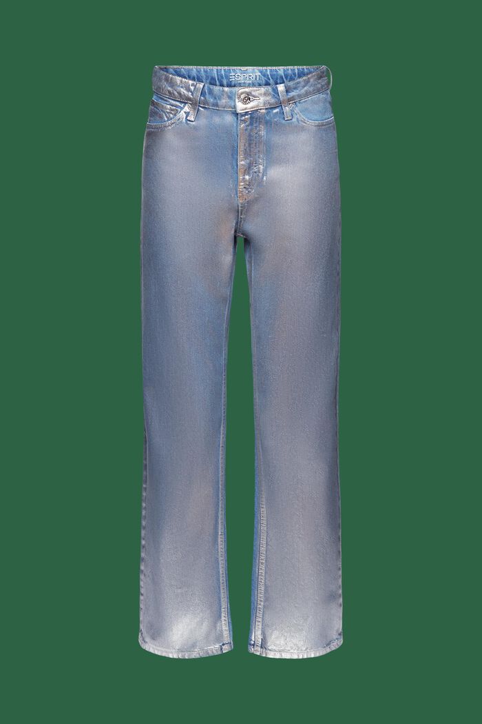 Metallic Retro-Jeans: gerade Passform, hoher Bund, GREY RINSE, detail image number 7