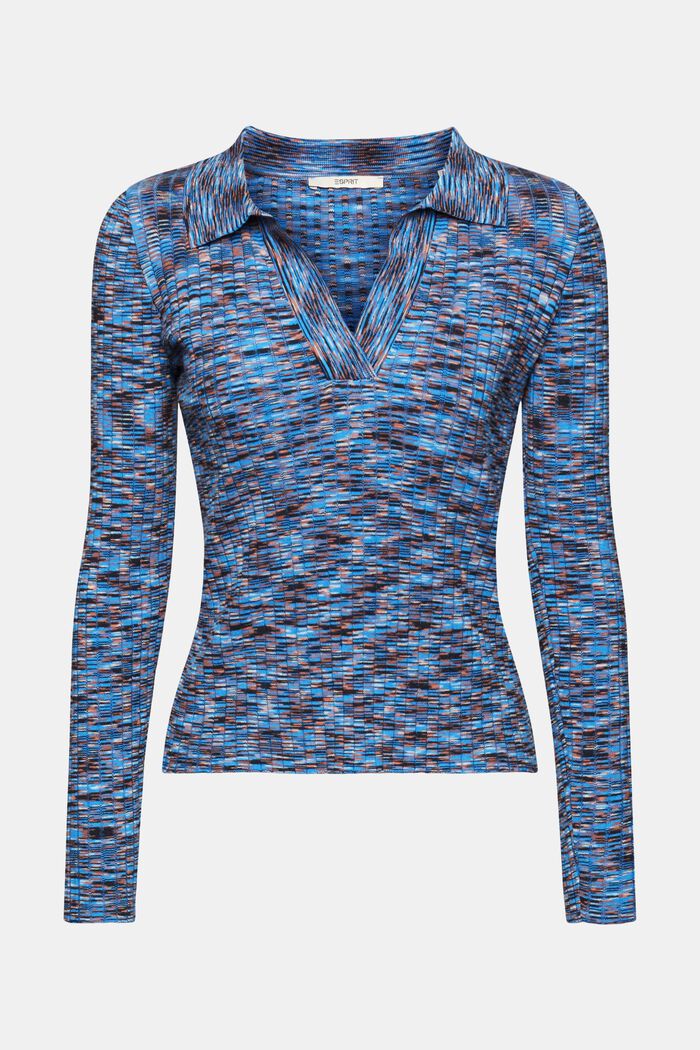 Gemustertes Shirt mit V-Ausschnitt, BLUE, detail image number 2