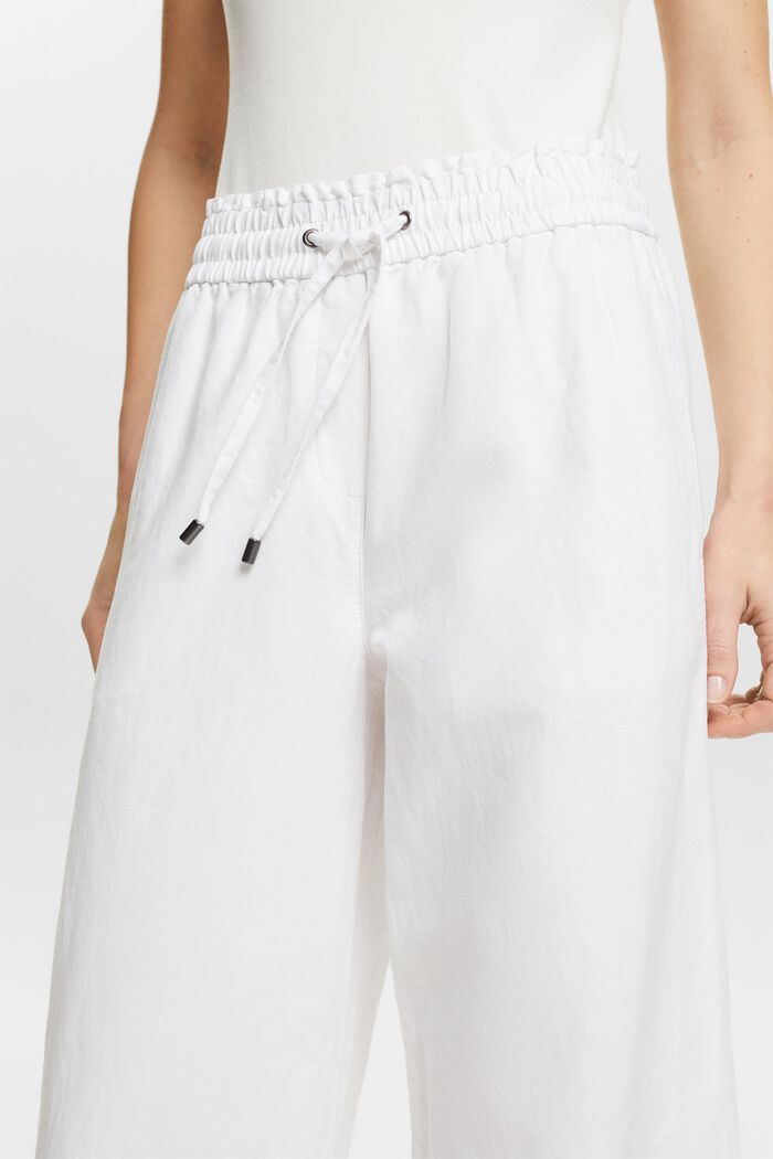 Pantalon en coton et lin, WHITE, detail image number 4