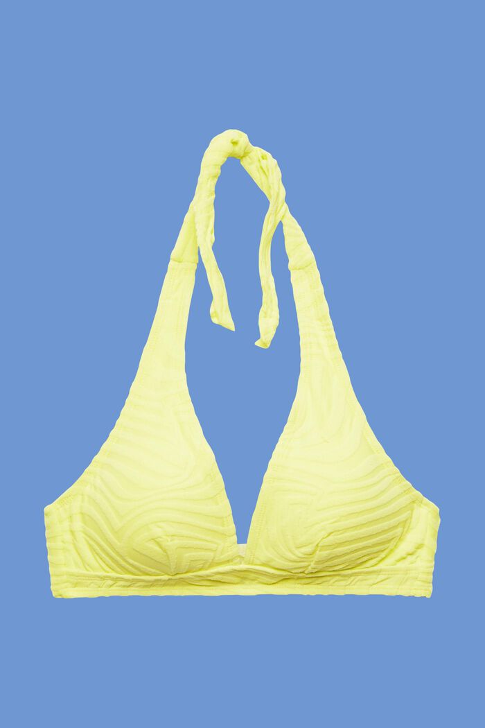 Wattiertes Neckholder-Bikinitop aus Jacquard, LIME YELLOW, detail image number 4