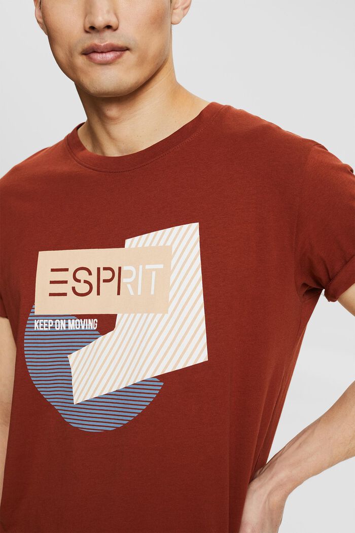 Jersey-T-Shirt mit Print, Bio-Baumwolle, RUST BROWN, detail image number 1