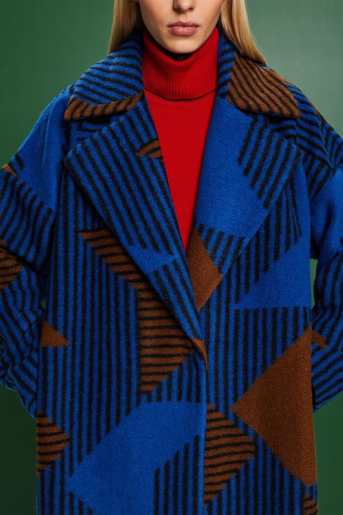Mantel aus Wollmix mit Print, BRIGHT BLUE, detail image number 2