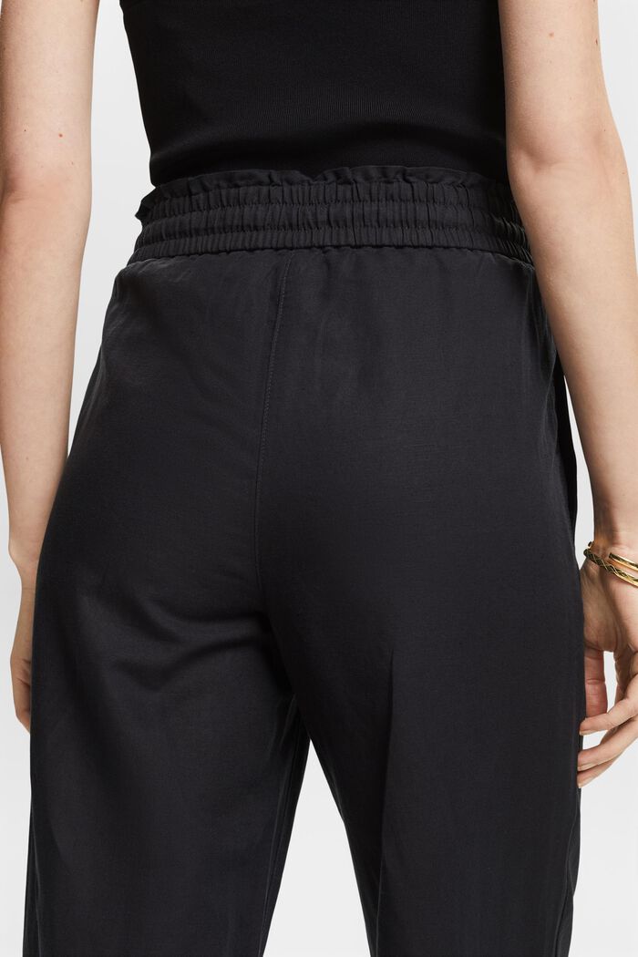 Pantalon en coton et lin, BLACK, detail image number 2