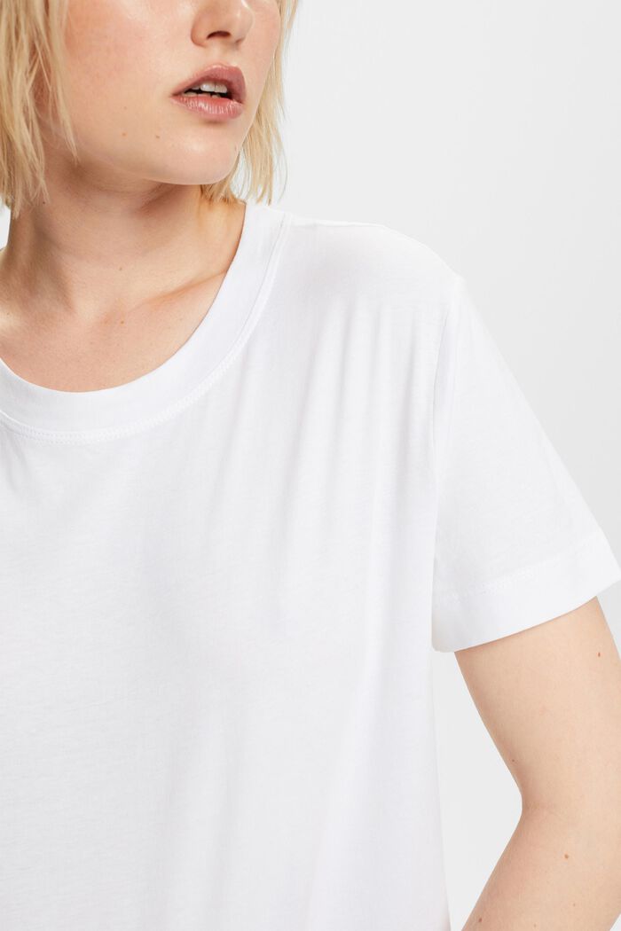 T-shirt à encolure ronde en coton, WHITE, detail image number 2