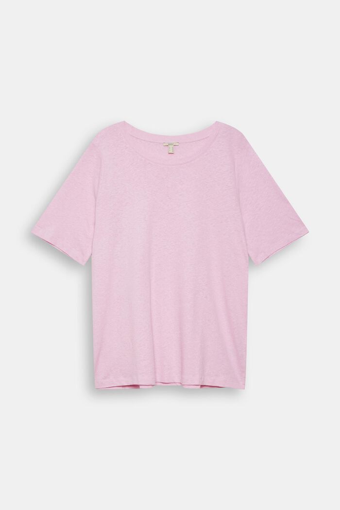 Modèle CURVY à teneur en lin : t-shirt basique, PINK, detail image number 0