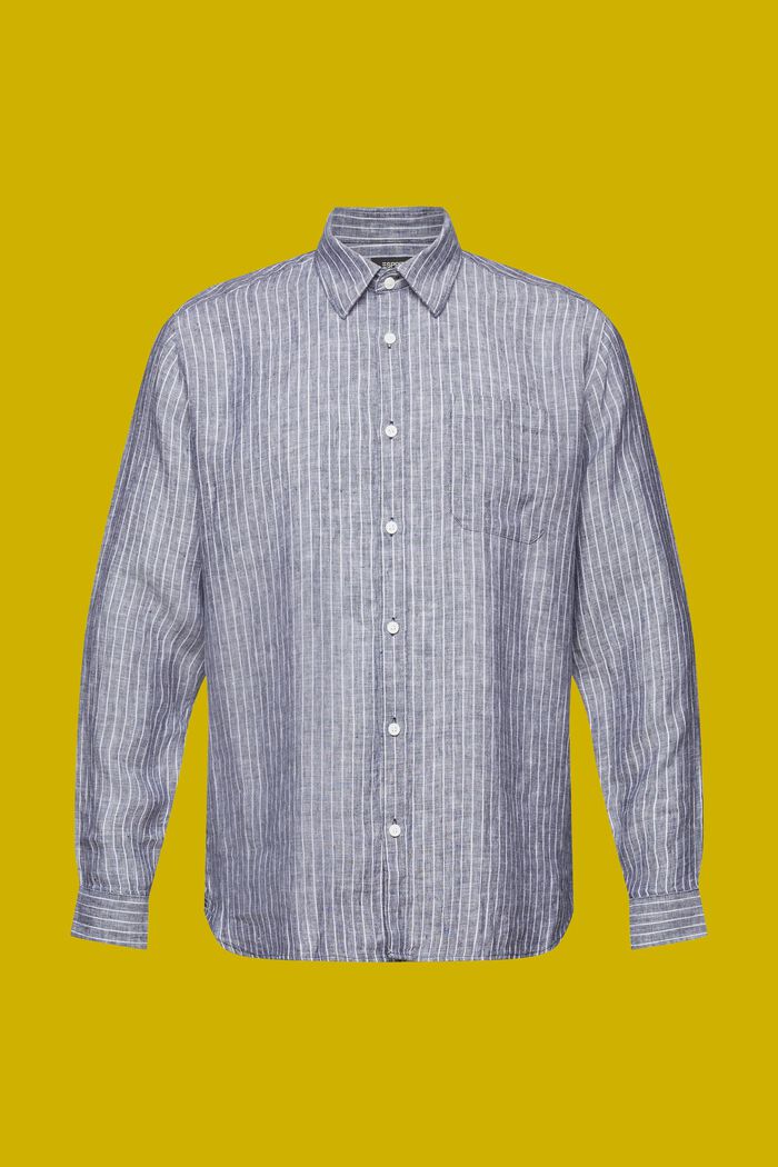 T-shirt rayé, 100 % lin, NAVY, detail image number 5