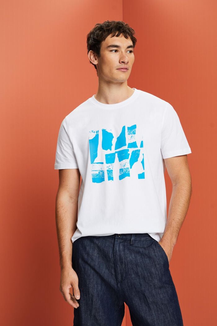 T-shirt à imprimé sur le devant, 100 % coton, WHITE, detail image number 0