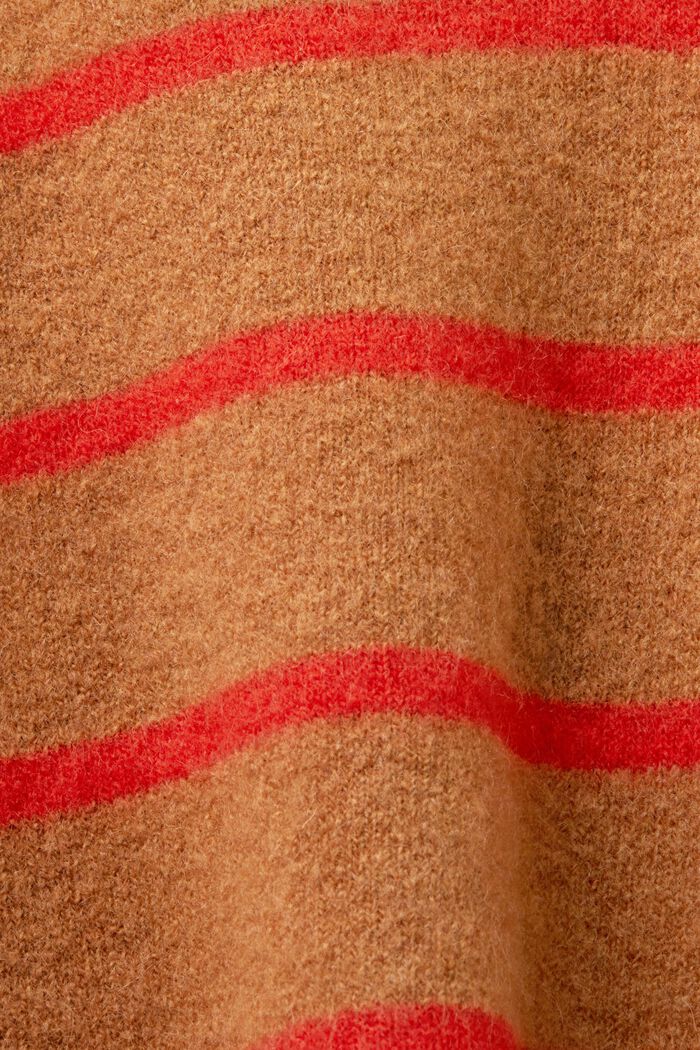 Pull-over en laine mélangée à encolure en V, CARAMEL, detail image number 5