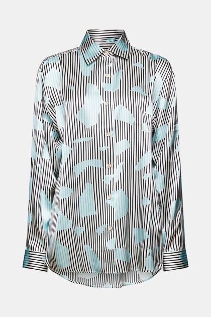 Button-Up-Seidenhemd mit Print