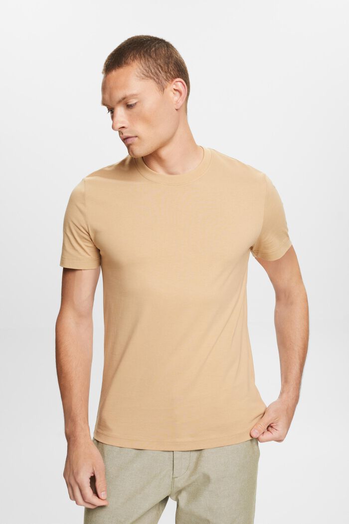 T-shirt à col rond en jersey de coton Pima, BEIGE, detail image number 0