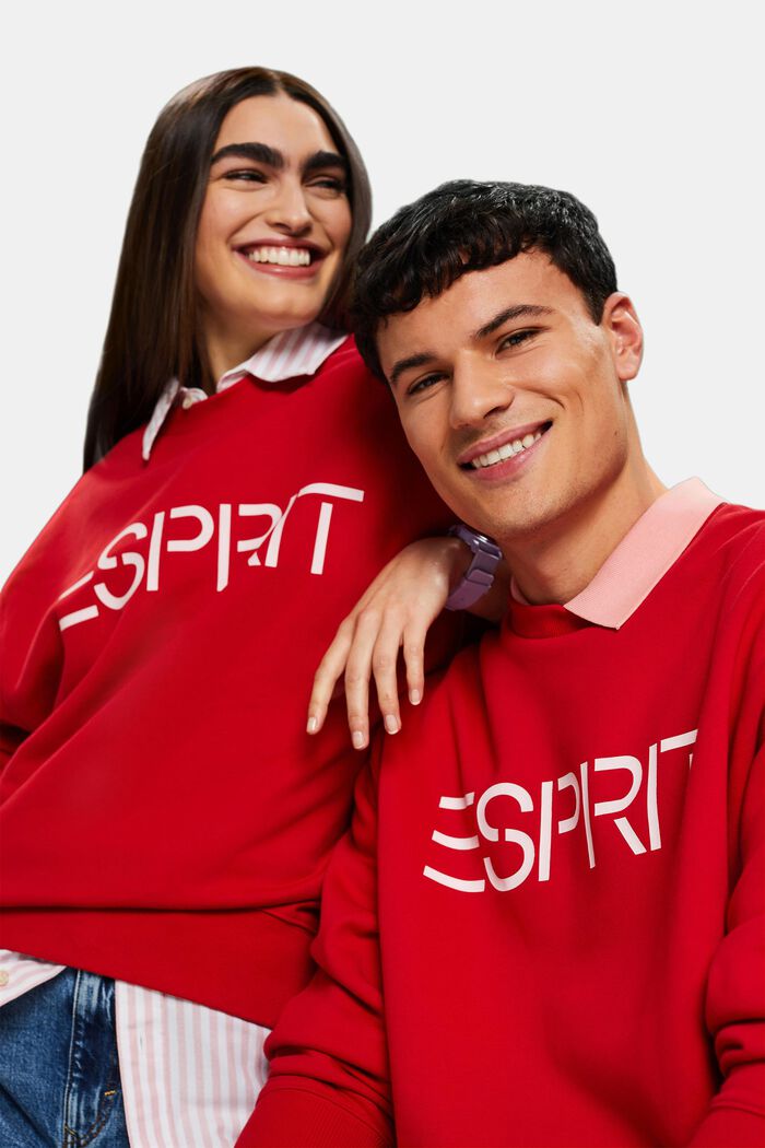 Sweat-shirt unisexe en maille polaire de coton orné d’un logo, RED, detail image number 0