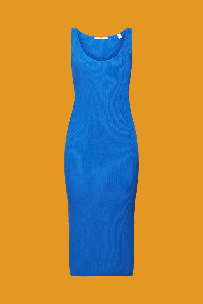 Kleid aus Rippstrick, Leinenmix, BRIGHT BLUE, detail image number 6