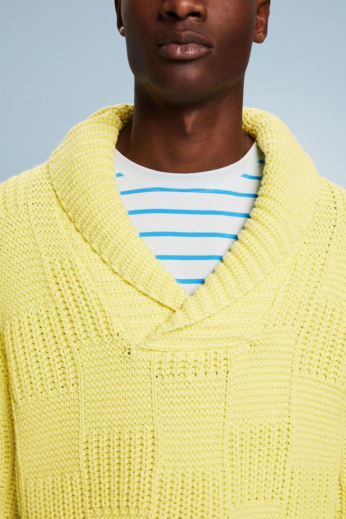 Pull châle en maille épaisse, LIME YELLOW, detail image number 3