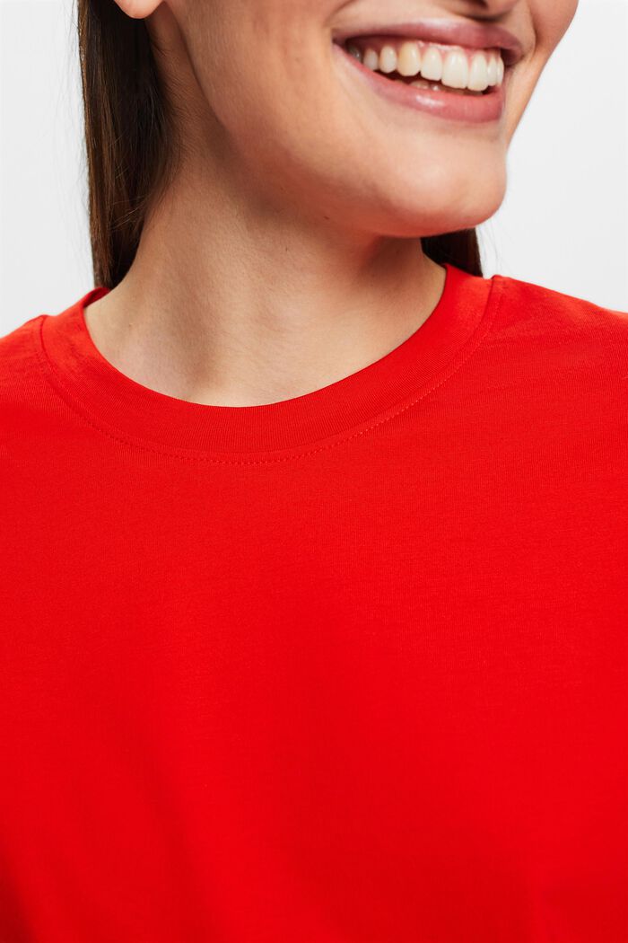 T-shirt à encolure ronde en coton Pima, RED, detail image number 2