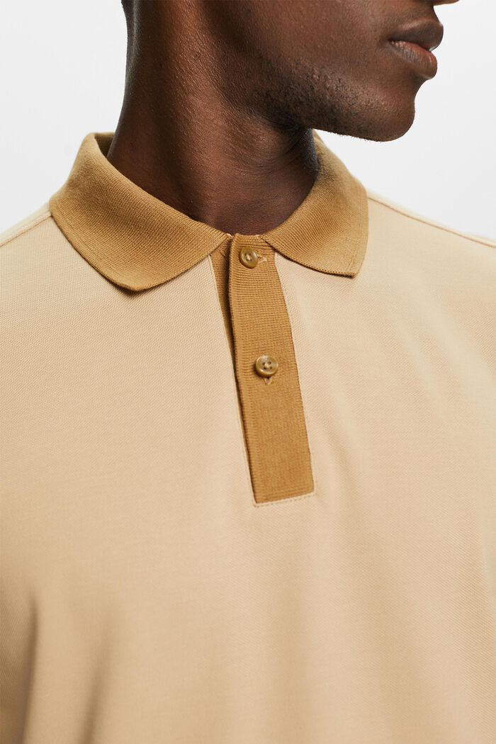 Zweifarbiges Piqué-Poloshirt, SAND, detail image number 2