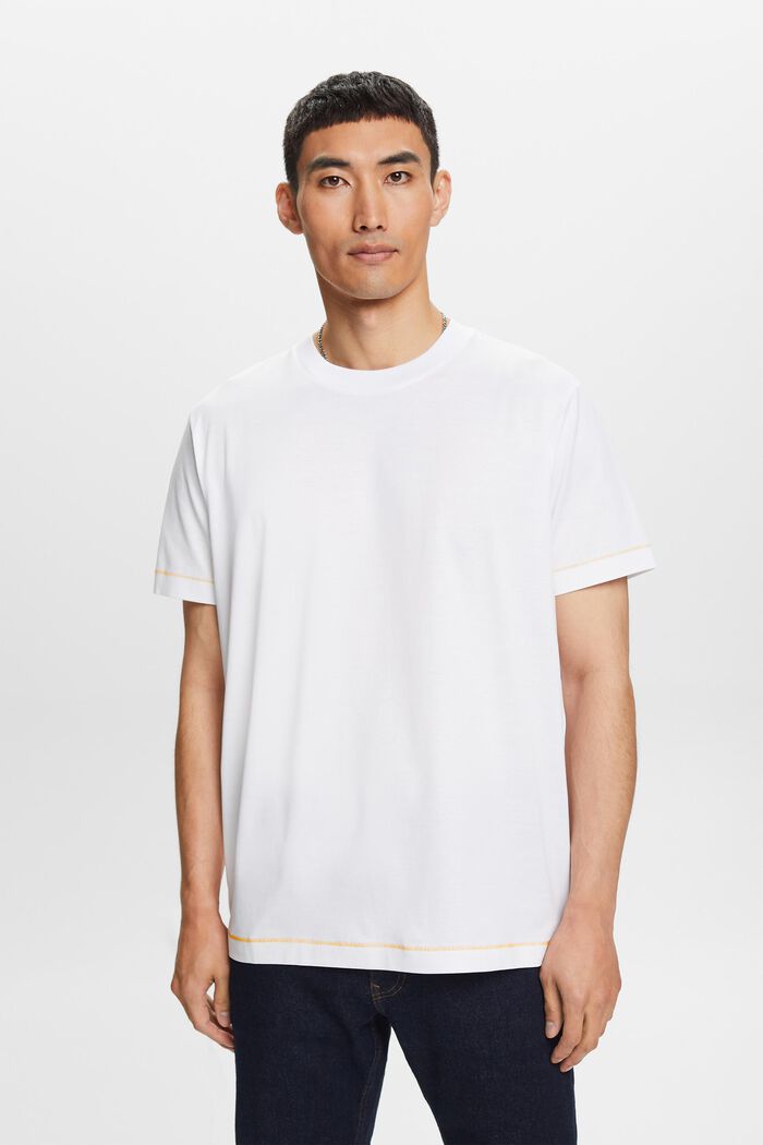 T-shirt en jersey à encolure ronde, 100 % coton, WHITE, detail image number 0