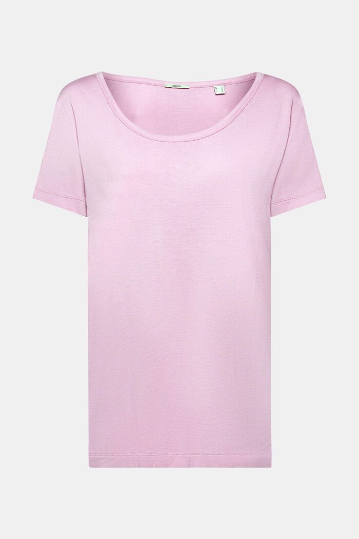 Viskose-T-Shirt mit weitem, rundem Ausschnitt, LILAC, detail image number 6