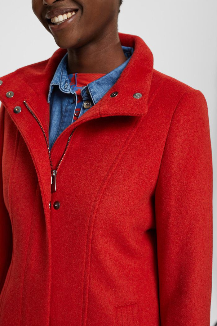 Mantel mit Wolle, ORANGE RED, detail image number 3