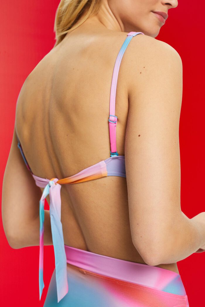 Haut de bikini rembourré sans armatures à motif tie dye, PINK, detail image number 3