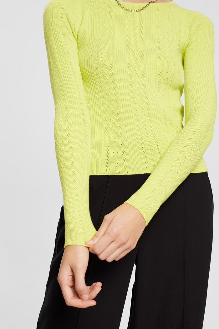 Pull-over style ajouré, BRIGHT YELLOW, detail image number 4