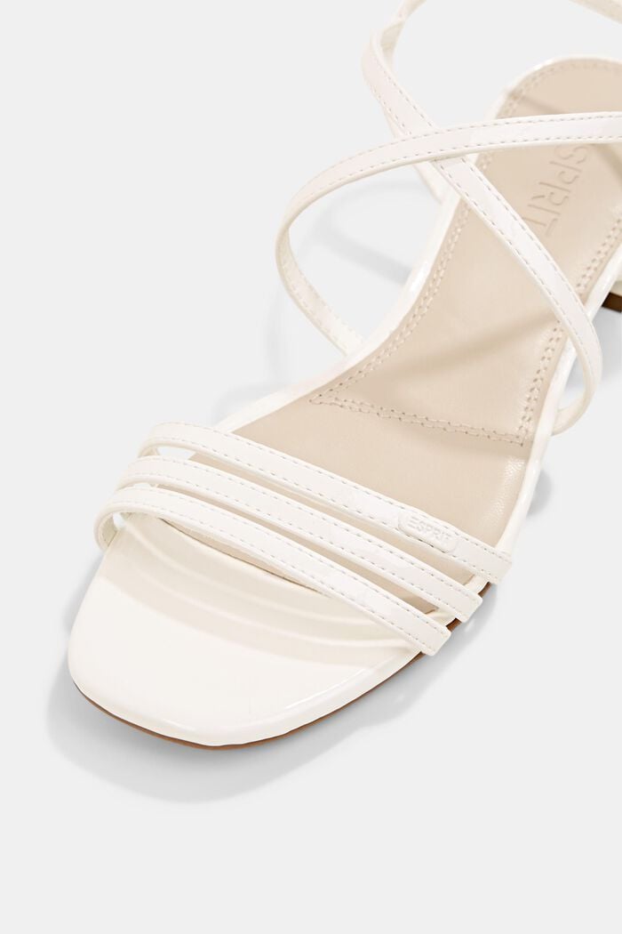 Sandalettes à bride en cuir d'aspect verni, WHITE, detail image number 4