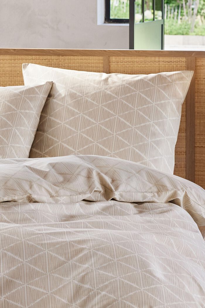 Parure de lit en tissu renforcé à motif à losanges, BEIGE, detail image number 1