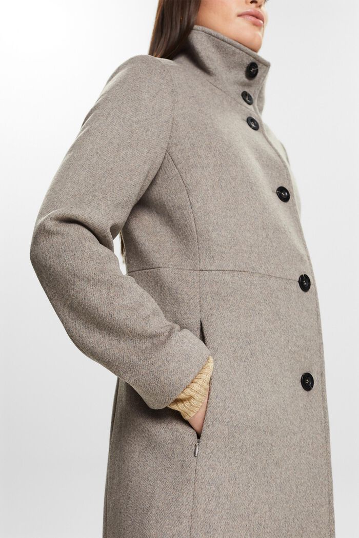 Manteau en laine brossée, TAUPE, detail image number 4