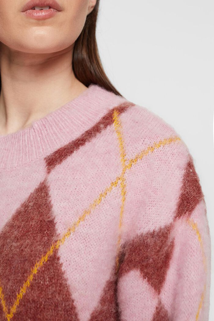 Pulloverkleid aus Wollmix mit Argyle-Muster, LIGHT PINK, detail image number 3