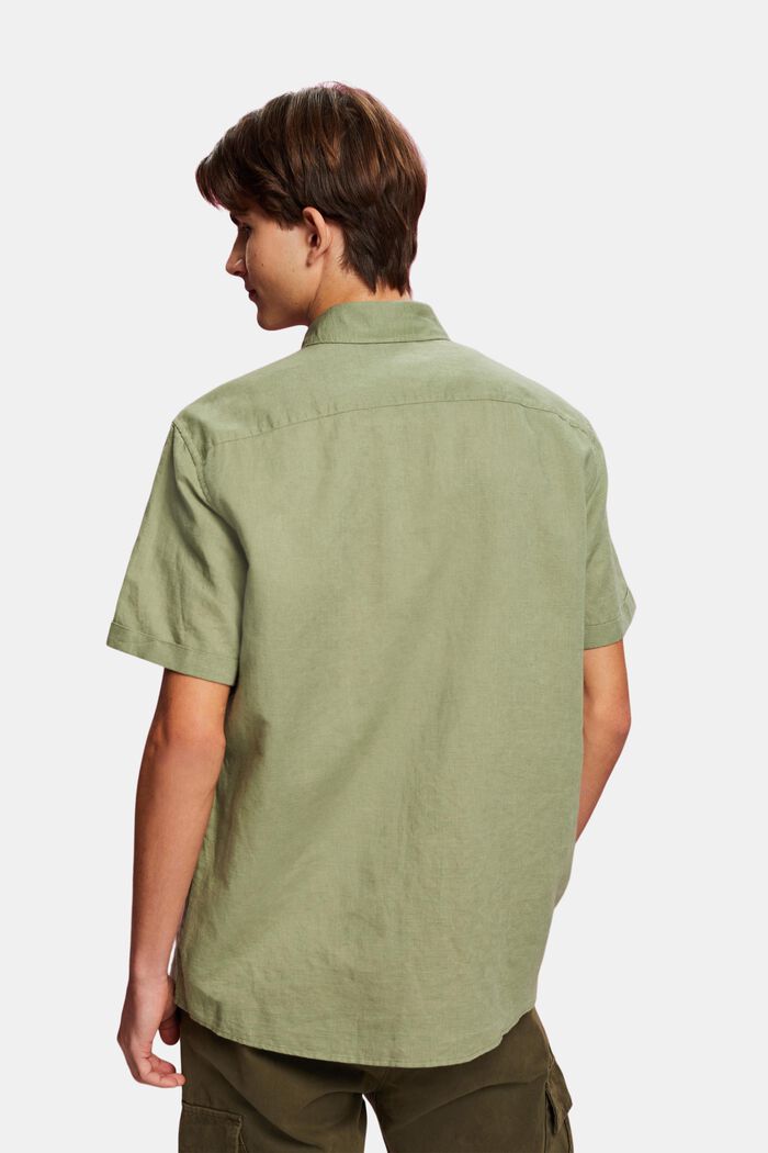 T-shirt à manches courtes en mélange de lin et de coton, LIGHT KHAKI, detail image number 4