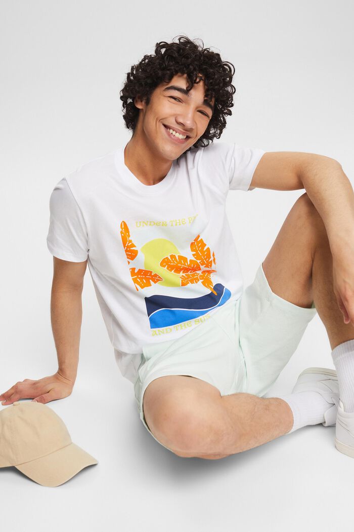 Jersey-T-Shirt mit Print, WHITE, detail image number 4